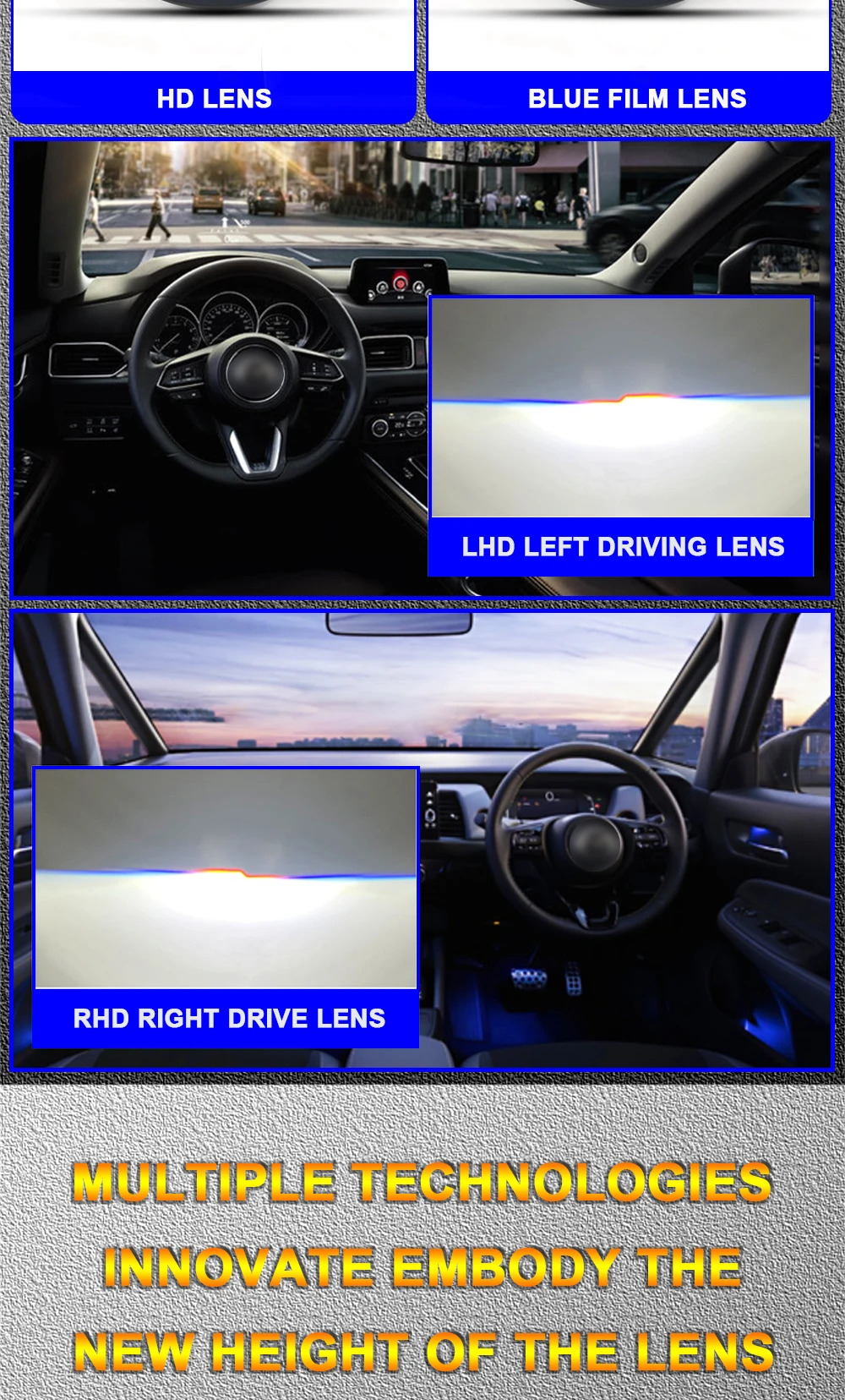 TECH-KING Car LED headlights double lens 3 inch three direct laser light super bright 90 watt high power Projector headlight