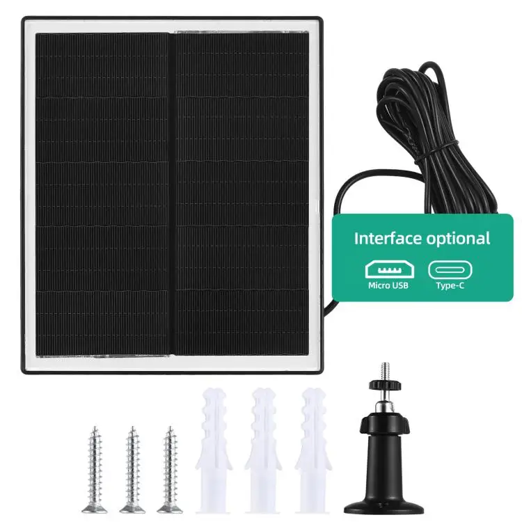 10W Solar Panel for Security Camera 5V Type-C Port Camera Solar Panel Charger with IP65 Waterproof / 9.84ft Cable / 360 Degrees
