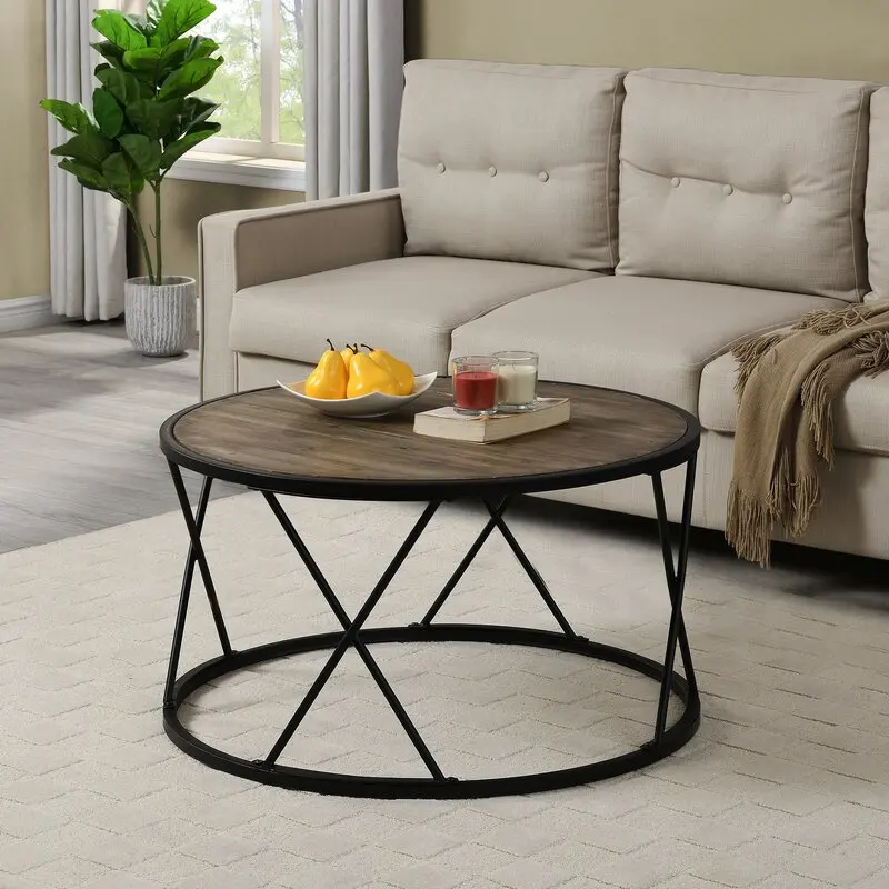 New Design Wooden Living Room Furniture Modern Style Wood Set Coffee Table With Metal Frame