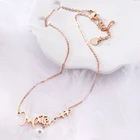 Pendant Pearl Rose Gold Plated Pendant Jewelry Girl Gift Plane Stainless Steel Jupiter Letter Pearl Charm Necklace