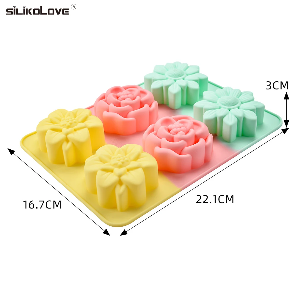 Creative design flower shapes silicone soap mold silicone cake mold for baking aromatherapy mold
