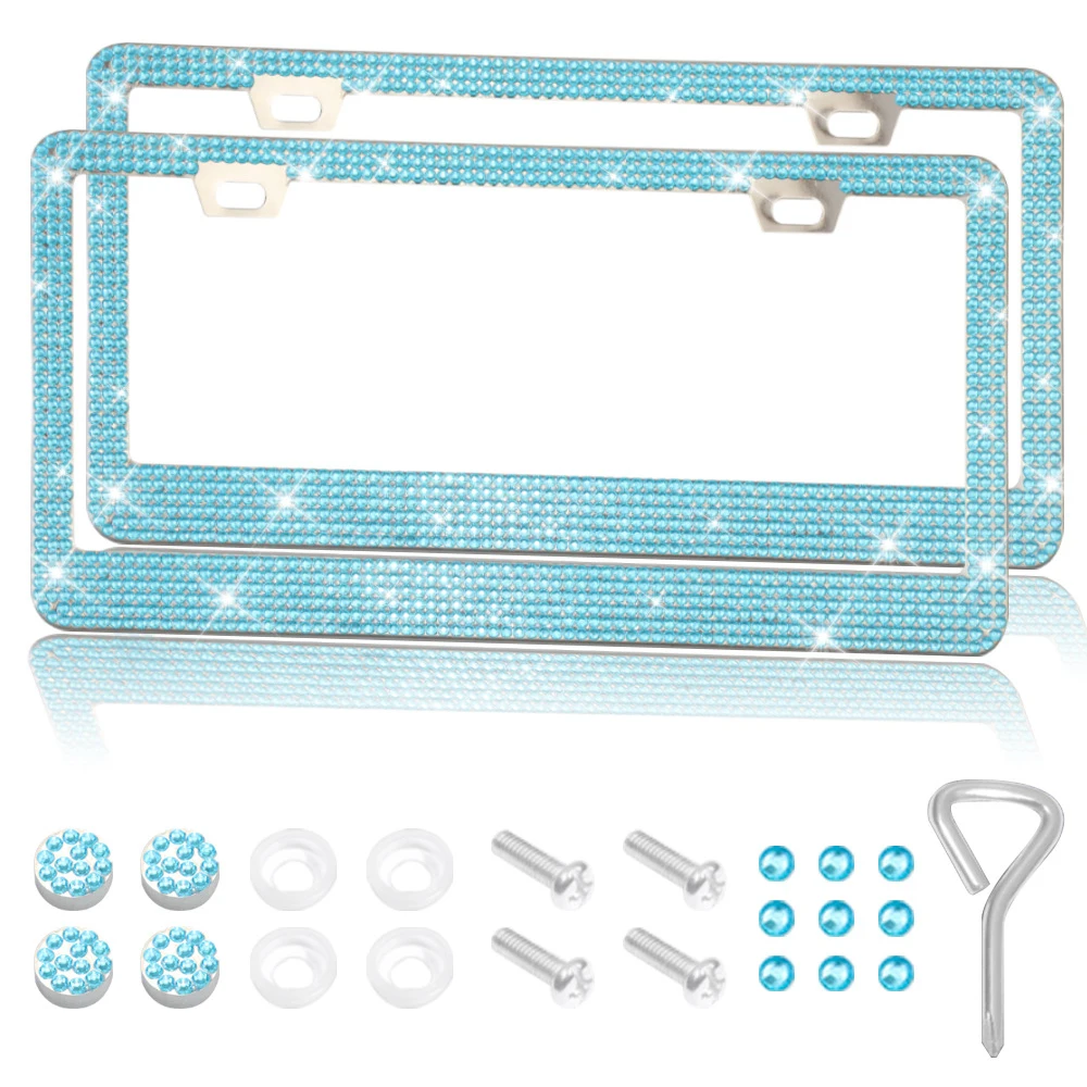 USA Stone Diamond Rhinestone Crystal Bling License Plate Frame factory