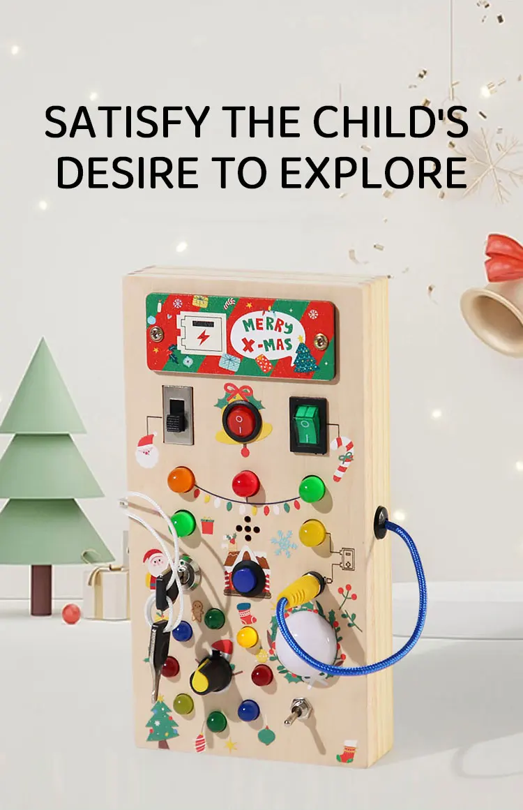 Jouets éducatifs pour enfants, lumière LED électronique, planche sensorielle en bois, jouets montessori pour tout-petits, cadeaux de noël, usine