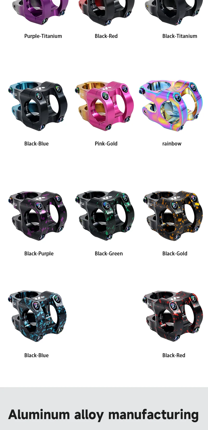 MTB Bike Stem Colorful Rainbow 31.8mm 35mm Dual Color Bicycle Handlebar Short Riser Suitable for MTB Road Bike WAKE Riser
