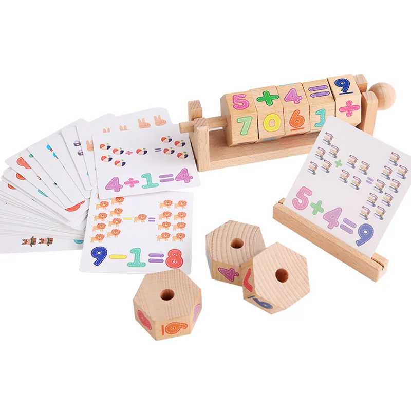 UMTOY Wooden Educational Numbers Learning Beads Toy Math Arithmetic Flash Cards Cubes Toy Kit for Kids Over 3 Years Old Fun Early Play Set Kindergarten Preschooler Matching Game 