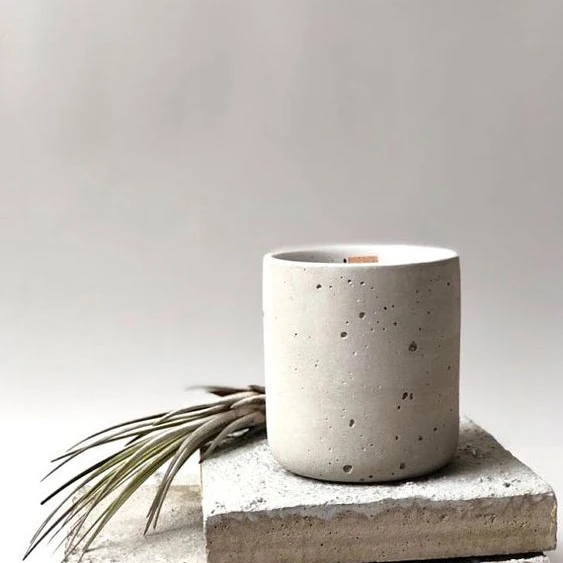 Modern design customized logo candle container wedding home decoration cement matte candle jars