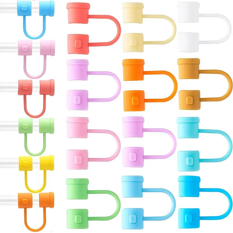 Wholesale Reusable Metal Straws Tips Dust Toppers Covers Custom Silicone Drinking Straw Cover