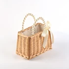 Hand Made 2021 Fashion Women Beach Rattan Bag Woven Hand Made Lady's Shoulder Bag Handbag Beach Pearl Handle Bags