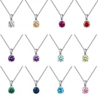 Round Necklace Amazon Essentials Sterling Silver Genuine Or Created Round Cut Birthstone Pendant Necklace