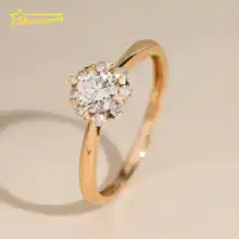 Fine Jewelry Lady Rings High Quality 0.5ct Round Real Diamond Ring 14K Real Gold Custom Women Wedding Rings Daily Wear