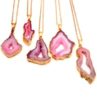Agate Necklace Natural Agate Crystal Hole Pendant Necklace Irregular Stone Necklace