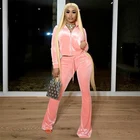 Women Fashion Velvet Zipper Jogging Velour 2 Piece Set Women Outfits Tracksuits 2 Piece Outfits Set