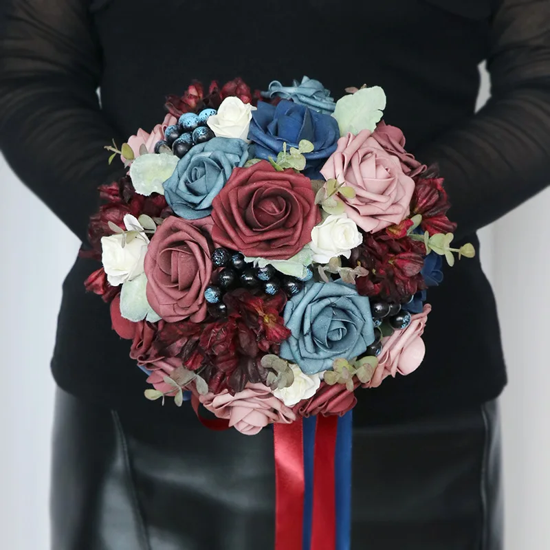 2024 2024 Wholesale Artificial Rose Bride Holding Flower Bunch For