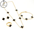4 Leaf Necklace 18K Gold Bracelets For Women Hot Selling New Gold Bracelet Designs With Earring Set