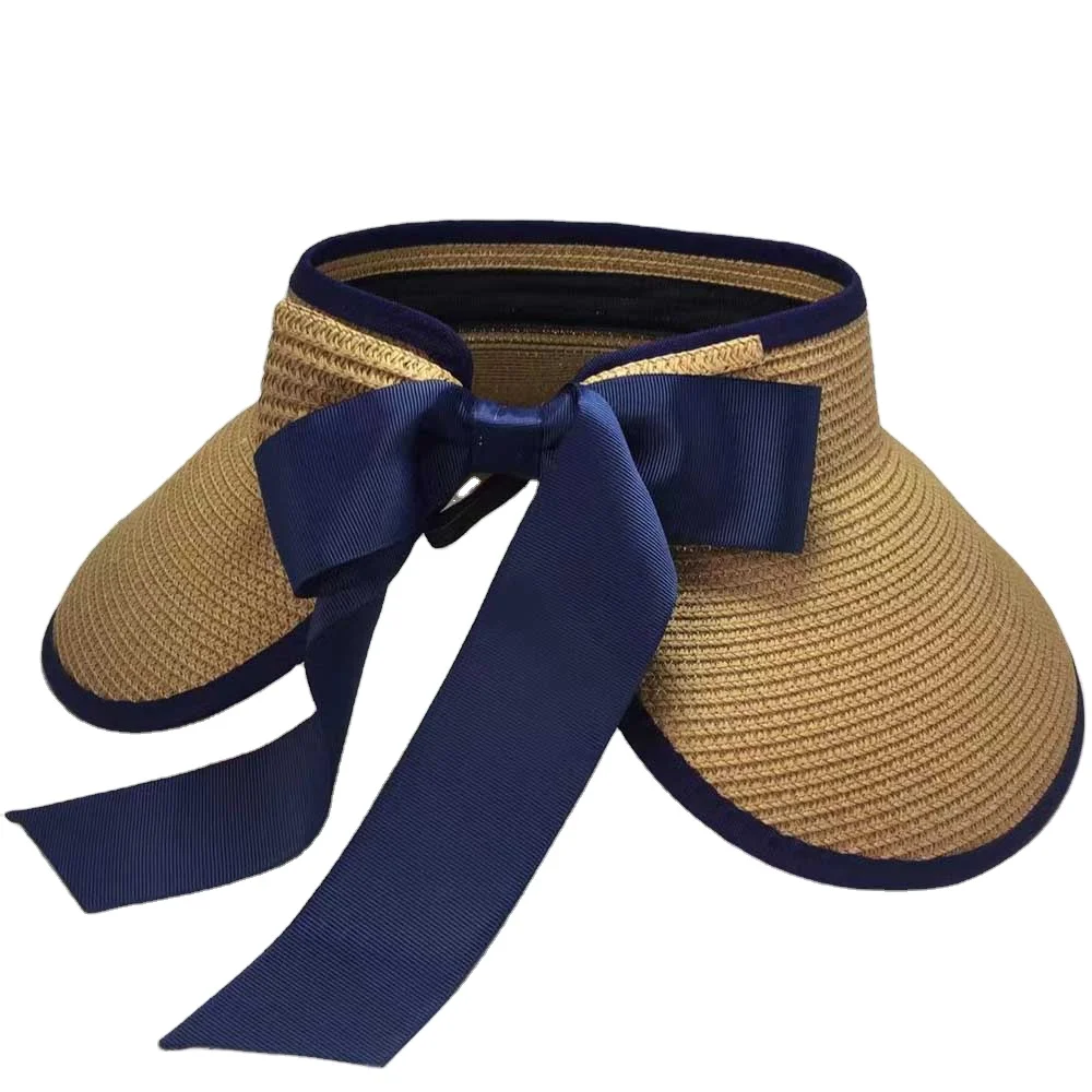 straw visor with ribbon