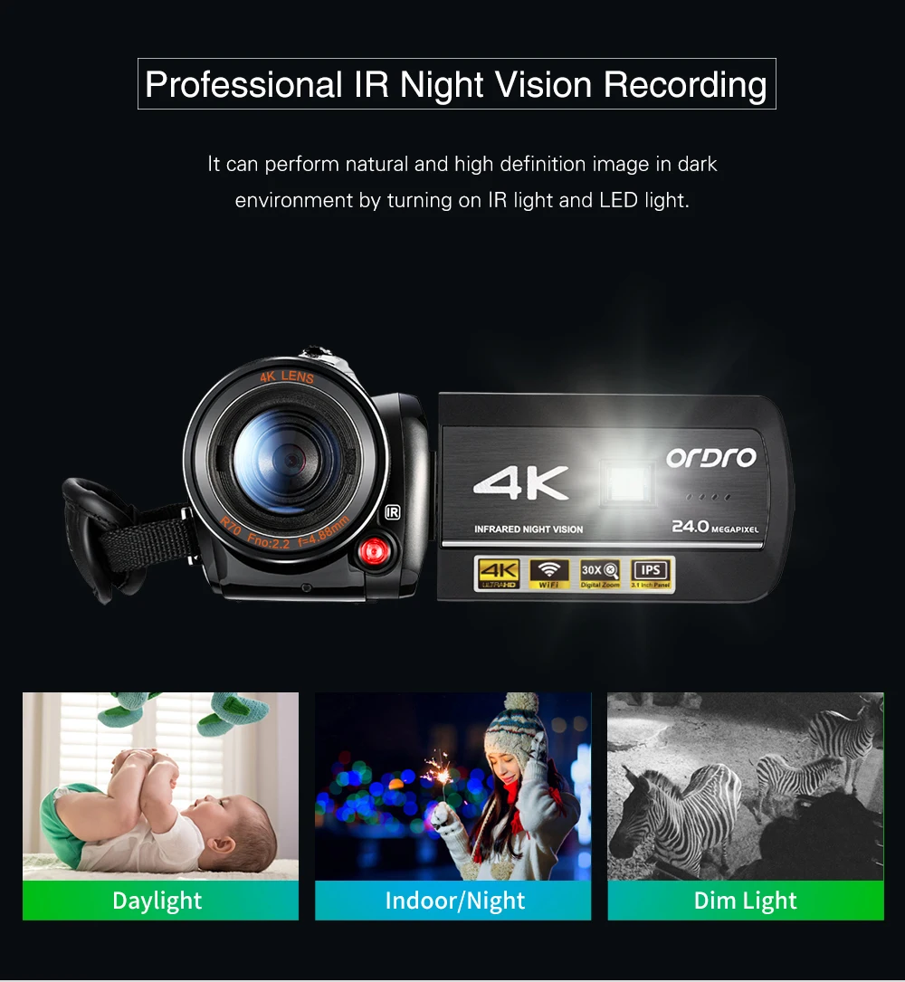 AC3 4K UHD Professional Ghost Hunting IR Light Night Vision WIFI Digital Video Camera