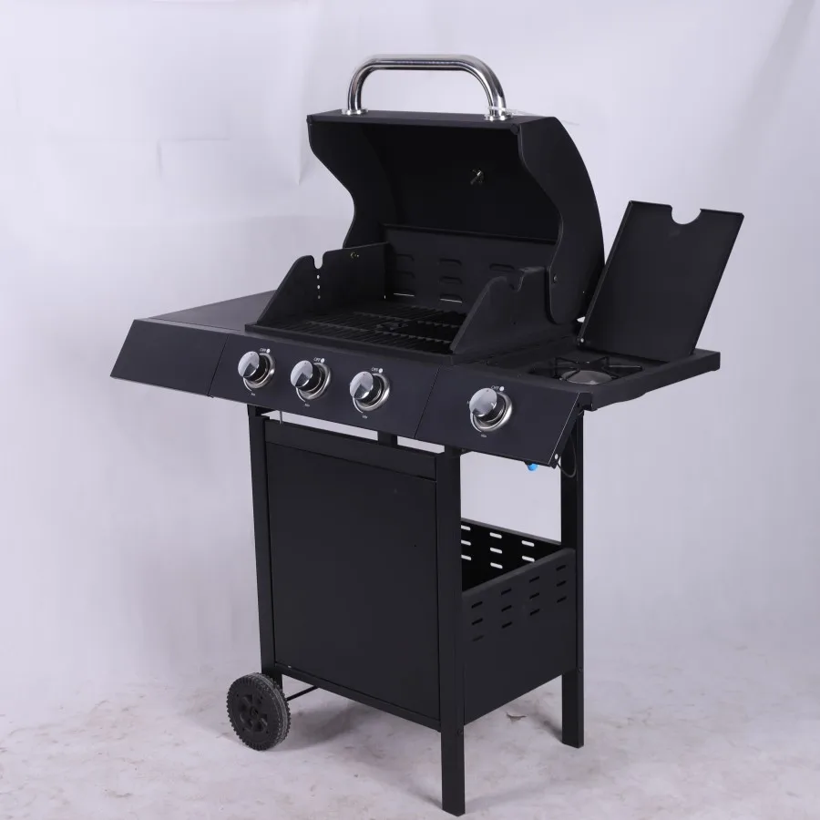 Certificates 4 Burner Propane Gas BBQ Grill With Side Burner Home Garden Promotion Barbecue Grill manufacture