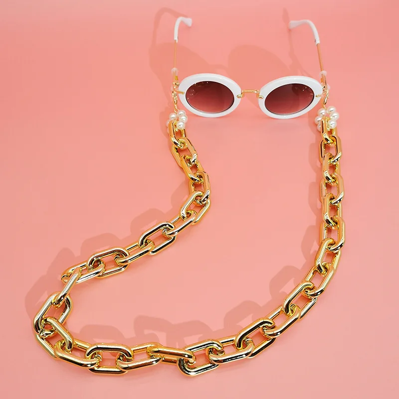 2021 vintage gemstone acrylic glasses chain,gold thick sun glasses chain pearl, eyewear accessories chain