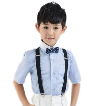 E636 Fashion Kids Boy Girl Solid Color Clip-on Toddler Braces Trousers Three Clip Adjustable Elastic Suspenders