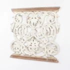 Brown Decor Antique Brown Trim White Distress 3D Wood Carving Wall Decor Wood Carved Panel