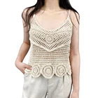 Ladies Custom High Quality Knitted Cotton Women Sexy Cropped Crochet Knitting Sweaters Halter Vest Tops For Ladies
