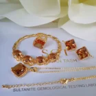 Jewelry Set 7 Colors Necklace Earring Bracelets Ring Sultanite Turkish Jewelry Set