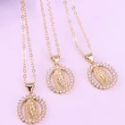 Cz Gold Jewelry Custom Religion CZ Chain 18k Gold Plated Filled Virgin Mary Pendant Necklace Jewelry