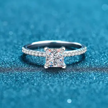 Aimgal Moissanite diamond ring 2ct D-VVS1-3EX Princess Cut S925 sterling silver plated pt950 proposal diamond ring