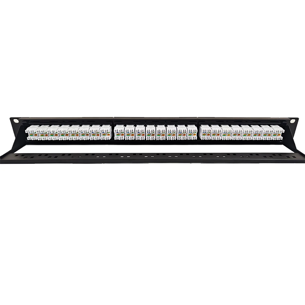 Best Price & Premium Quality 19" 1U 24-port Category 5e Modular Unshielded Patch Panel for Data Center Rack Mount Network Wiring manufacture
