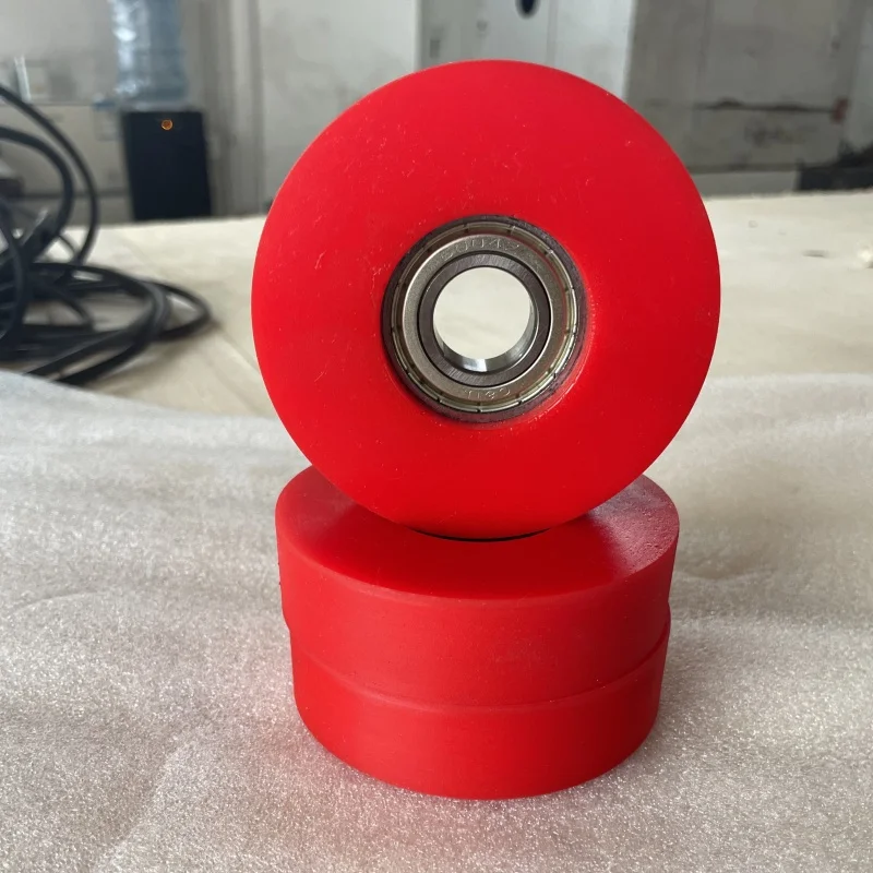 product custom cable window pulleys bearing wheel rubber coated polyurethane with cutting processing service-5