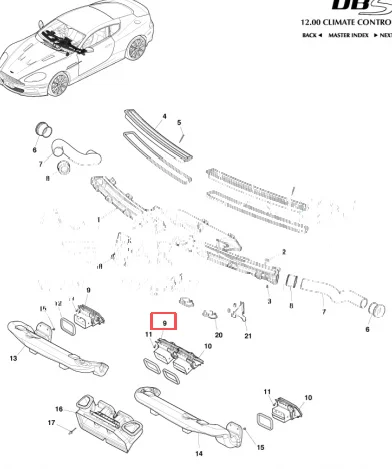 Hot Sale Car Interior Decoration Plastic Dashboard Air Vent For Aston Martin Rapide DB9 DBS Vantage 4G43-046B30-AB details