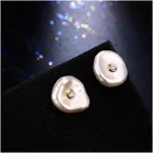 Pearl Earrings Natural Freshwater Pearl Baroque Stud EarringsSafety Pin Earrings Sea Shell