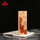 2021 New Style Wooden Trophy With Clear Blank Crystal Glass Award Plaque For Sublimation