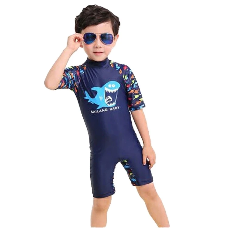 Toddler/Baby Boys One Piece Swimsuit Little Boys UV Sun Protection Zipper Rash Guard Short Sleeve Swimwear Kids Beachwear Set
