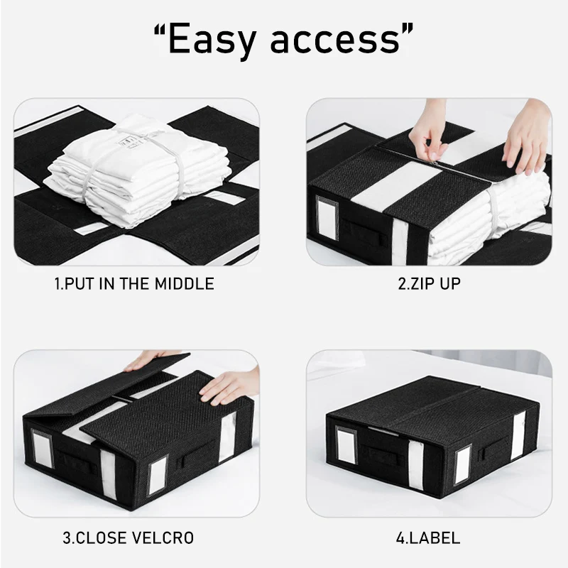 Storage Bins For Bed Sheets Duvet Covers Organizer Box Pillowcases Collapsible Zipper Foldable Bedding Organizer