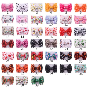 Baby girls printed 4th of july halloween Valentine christmas day Waffle headband wide hair band Children's baby hair accessories