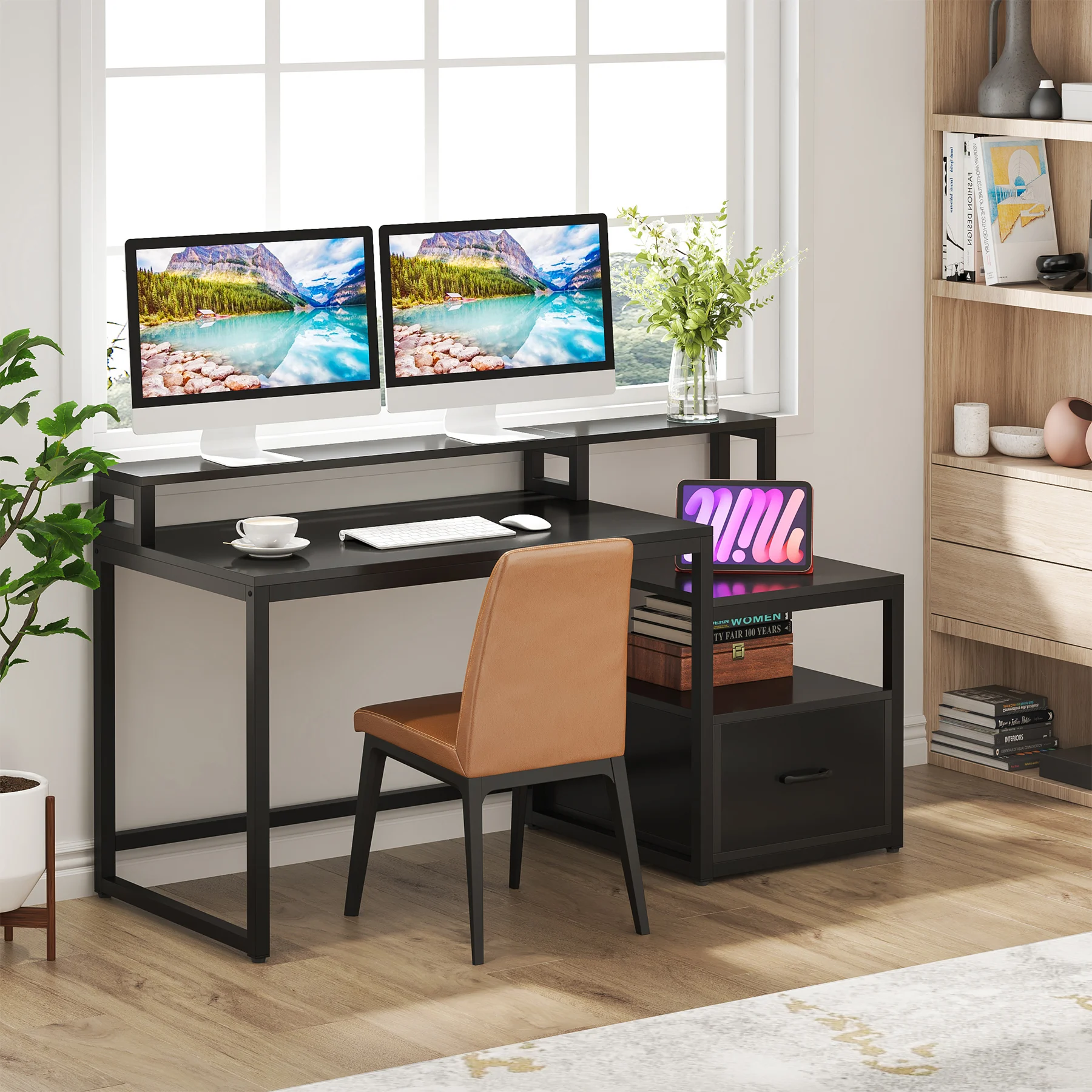 Modern Style Writing Desk Laptop Table Office Computer Desk With File Drawer