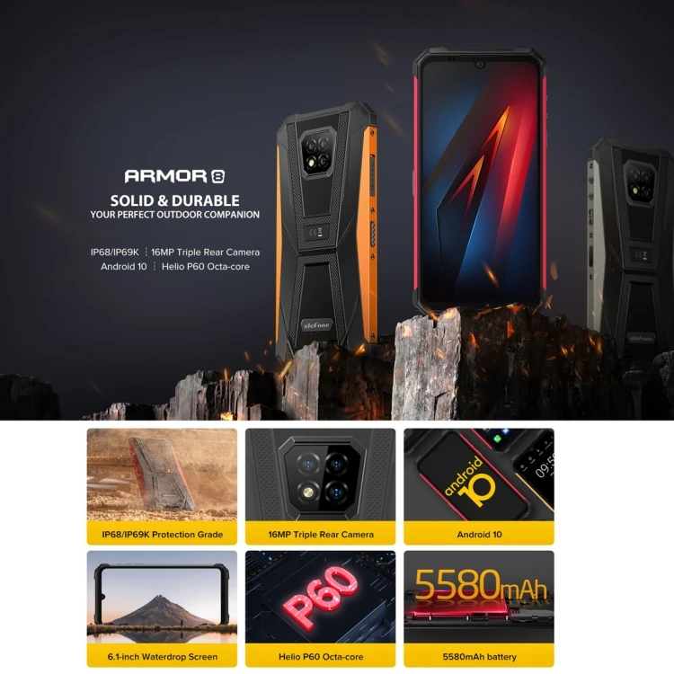 Ulefone Armor 8 2020 Rugged Phone 4GB+64GB 6.1 inch 5580mAh Android 10.0