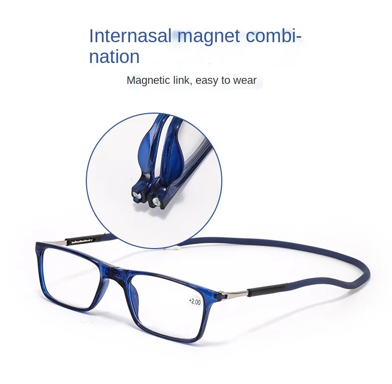 Portable Magnetic Hanging Neck Reading Glasses Unisex Pc Magnet Collapsible Presbyopic Glasses