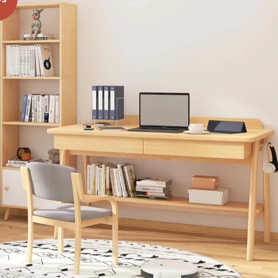 Home Office Desk Study Writing Computer Table Shelves with bookshelf Modern Simple PC Table home office desk