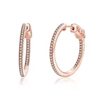 Hoops Gold Hoop Earring Earrings 25mm Round 925 Silver Women Hoops CZ Rose Gold Plated Hoop Earring