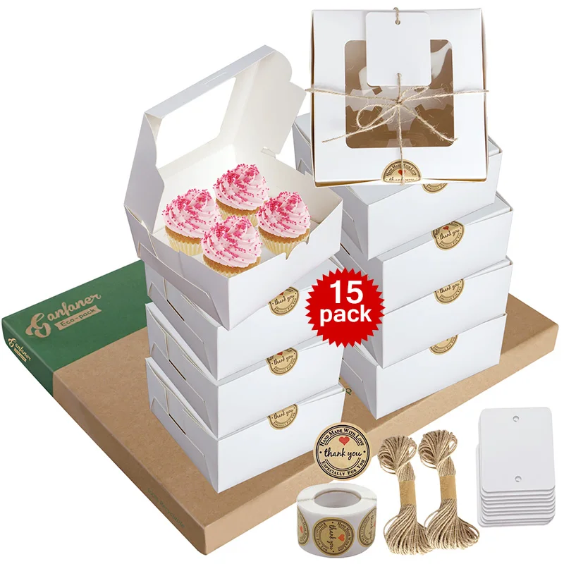 dulces papel festival panadería boda Navidad cajas con ventana fiesta cumpleaños muffins 10 cajas para cupcakes cajón macarons Tomaibaby pasteles postres