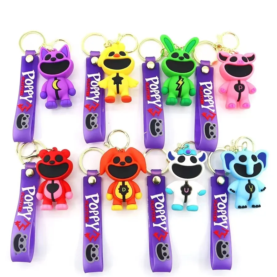 Game Smiling Critters keychain Cartoon Hopscotch Catnap Bearhug Key Chain For Men Women Backpack Pendant Keychain Gift for Kids