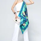 Silk 100% Pure Silk Twill Satin Women Square Custom Digital Printed Silk Scarves Foulard De Soie