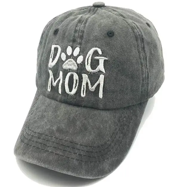 011364 Women's Embroidered Adjustable Denim Baseball Cap Tail Hat Dog Mom