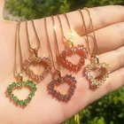 Gemstone Necklace Gold Plated Colorful Gemstone Jewelry Heart Shape Pendant Women Necklace