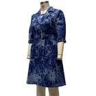 Dresses 2021 New Fashion Custom Tie Dye Denim Indigo Dresses Mid Sleeve Puff Sleeve Top For Women