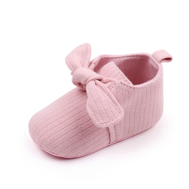 Pure Color Spring and Autumn Cotton Baby Girls Gentle Cute Bow Infants Princess Walking Shoes manufacture