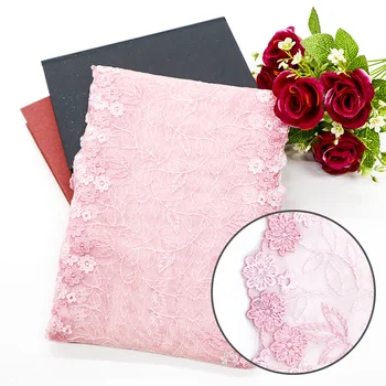 Affordable pink flower leaf 19cm embroidered lace lingerie accessory decoration Eco-friendly Lace