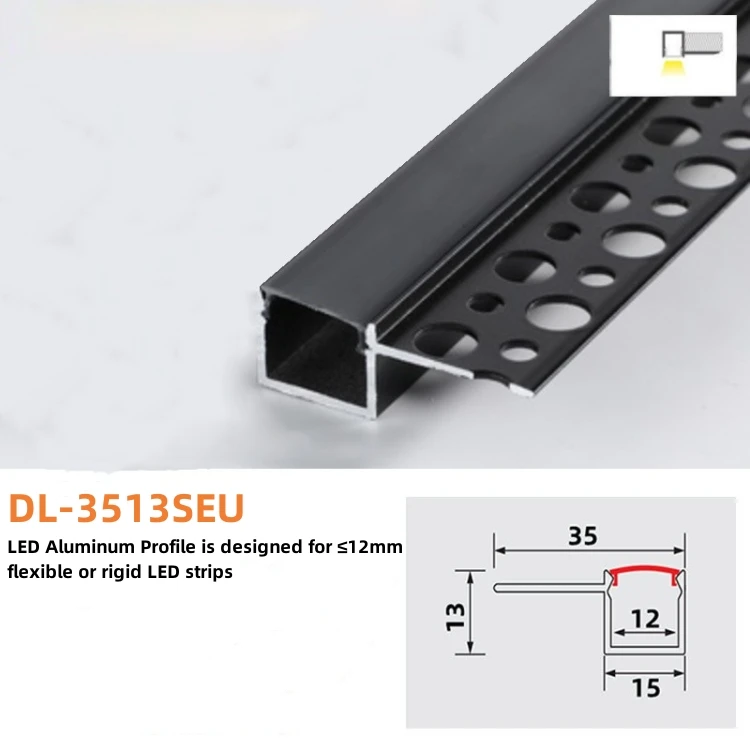 Empotrado con brida para LED Trimless 8-12mm tira ranura perfil difusor 2 metros yeso-En empotrado canal de aluminio LED Delgado